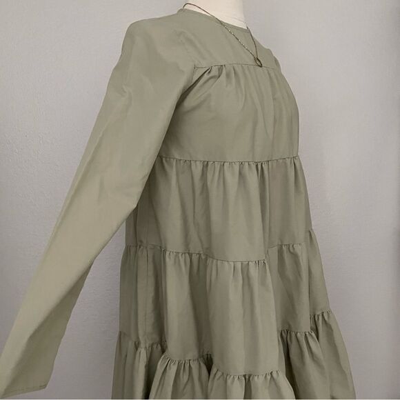 Sage Green Tiered Oversize Dress - Picture 5 of 5